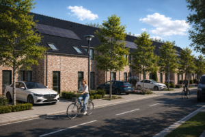 Projet résidentiel en cours de développement à Orcq, imaginé par Loyd Architects, associant architecture contemporaine, mobilité douce, espaces verts et habitat durable.